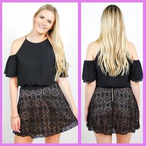 NWT Laser Cut Skater A-Line Skirt in Black